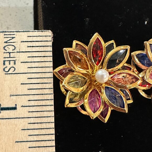 Colorful Flower Stud Earrings - Picture 2 of 5